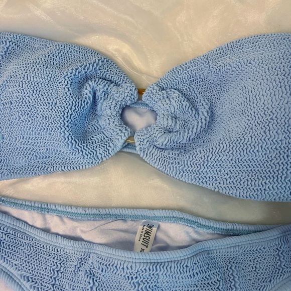 COCOFREE Women Bikini Set Off Shoulder Ring Strapless Crinkle Fabric Swimsuit - Picture 9 of 10